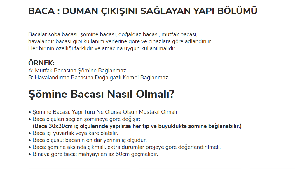 BACA GENEL BİLGİ BACA GENEL BİLGİ